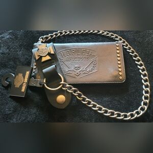Harley-Davidson Men's Soul Journey Leather Wallet W/Chain HDMWA10865-BLK